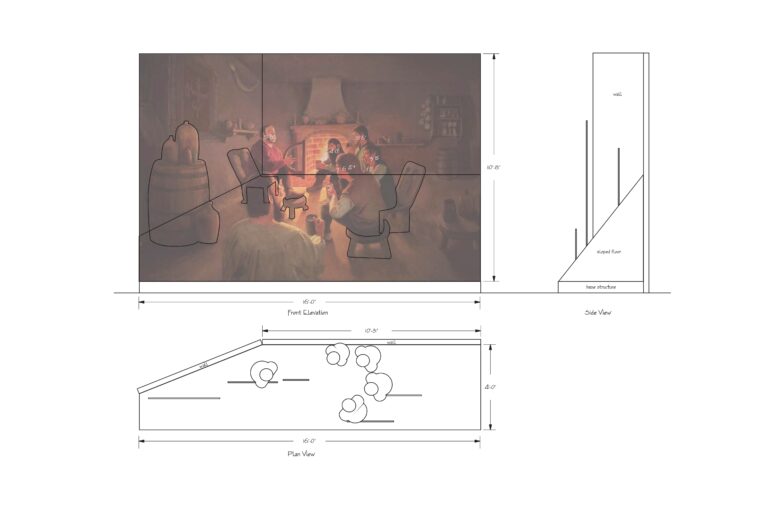 This plan shows how InXile went about re-creating the iconic scene in 3D.