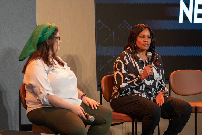 Dametra Johnson-Marletti speaks with Rachel Kaser at the Women in Gaming Breakfast at GamesBeat Next 2024.
