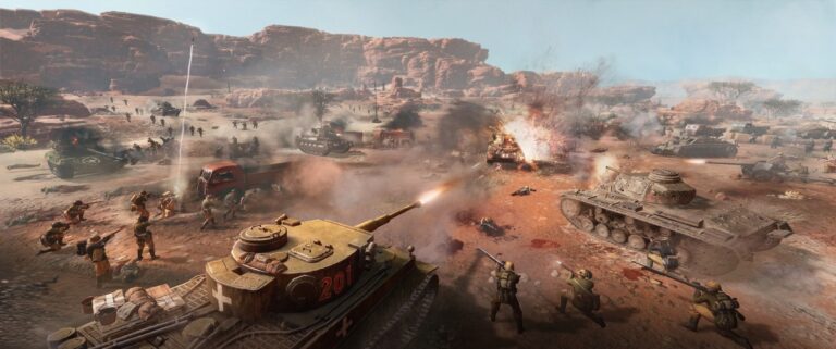 Convoy battle in North Africa in Company of Heroes 3.