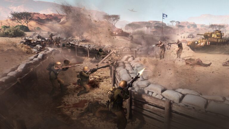 Trench fighting in Gazala in Company of Heroes 3's North Africa operation.