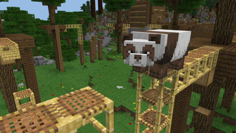 A panda bear in Minecraft.
