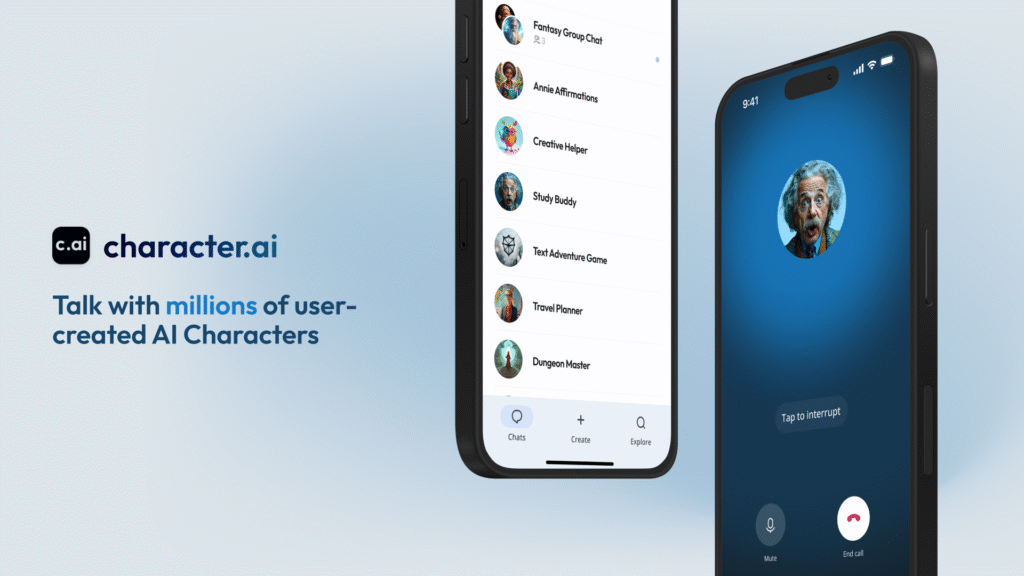 Character.ai lets users voice chat with real or fictional AI-powered Characters with Character Calls