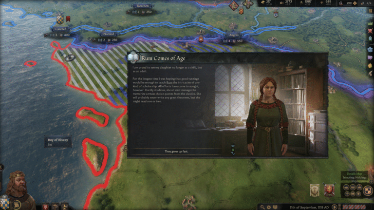 Crusader Kings III's first name suggestion for my daughter was Rum. I couldn't resist.