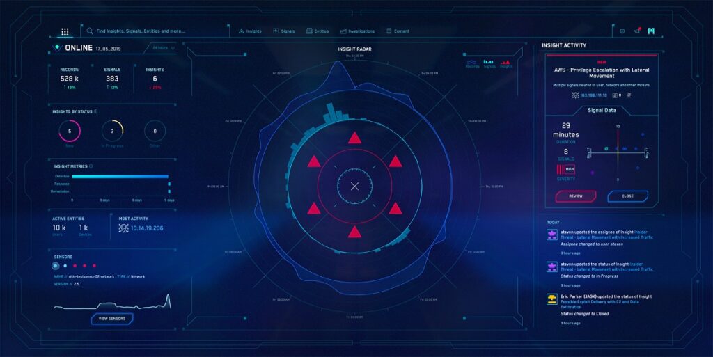 Cybertron's cybersecurity user interface takes inspiration from video game mini maps.