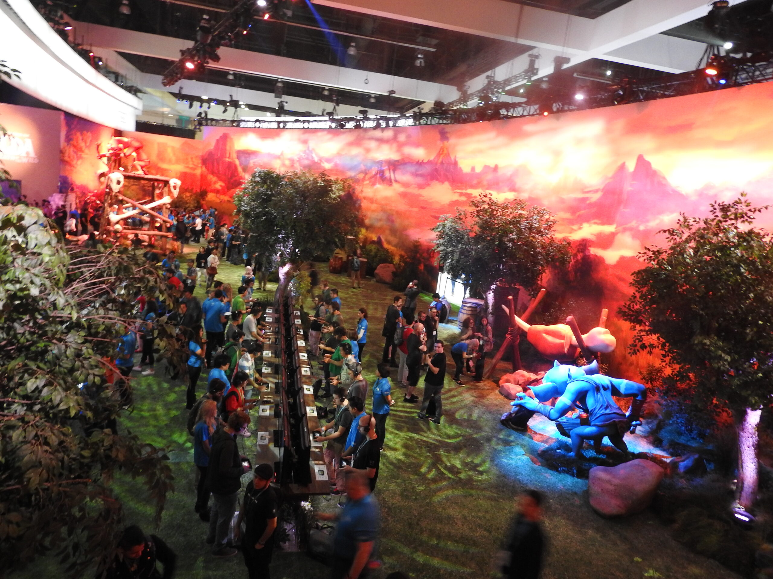Nintendo created a giant mural of the Zelda landscape at its E3 booth.