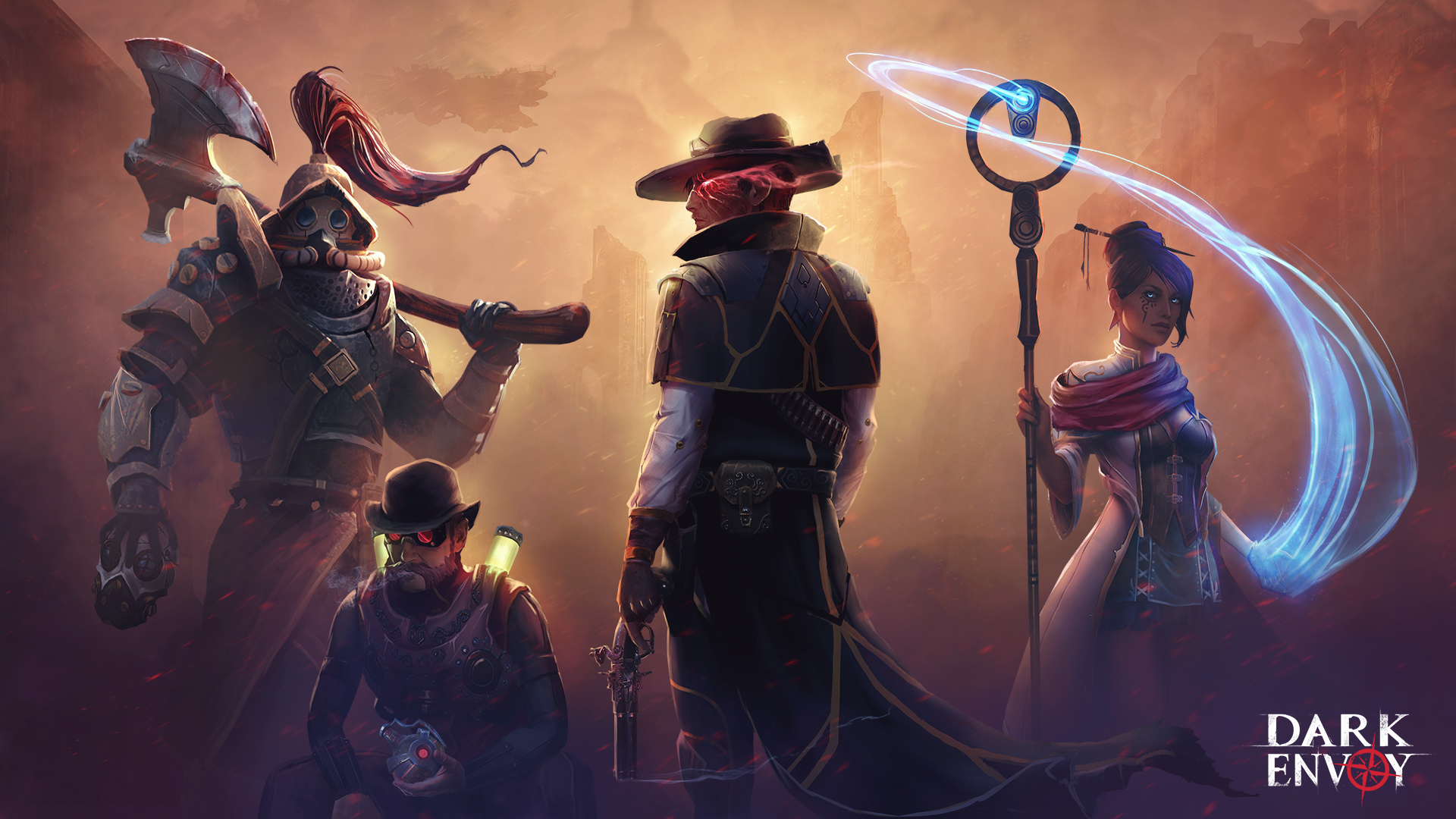 Dark Envoy has a Cowboy Steampunkish look.