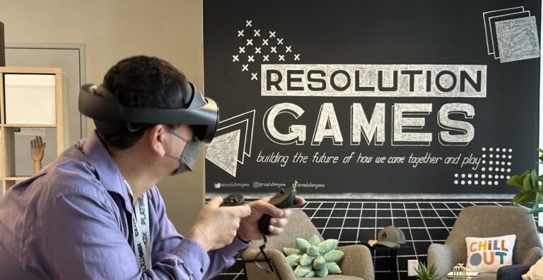 Dean Takahashi plays Spatial Ops at Resolution Games in Austin, Texas.