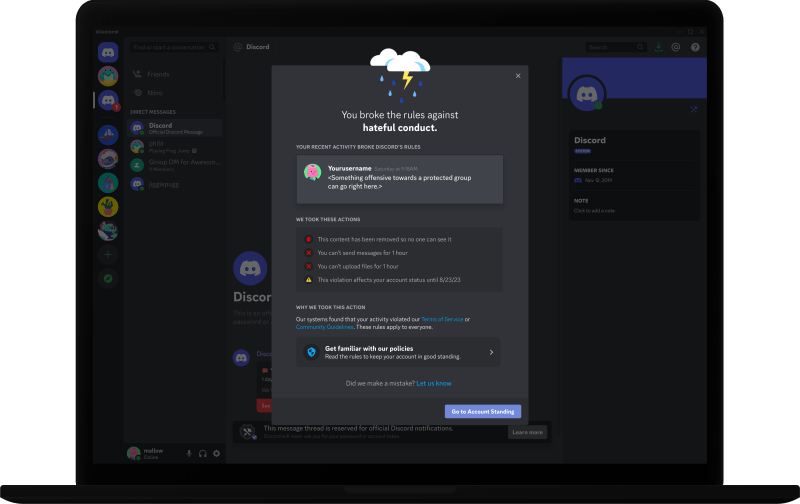Discord's new warning system