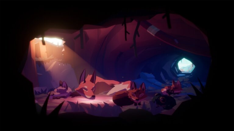 A mother fox and her babes in Endling.