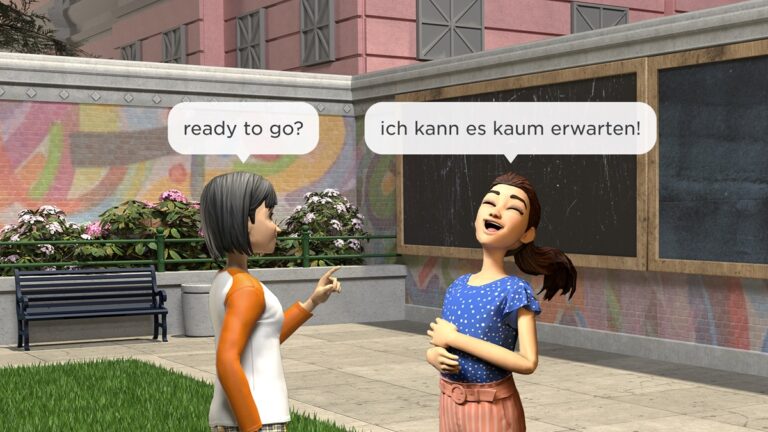 Roblox translates chat from English to German in real time.