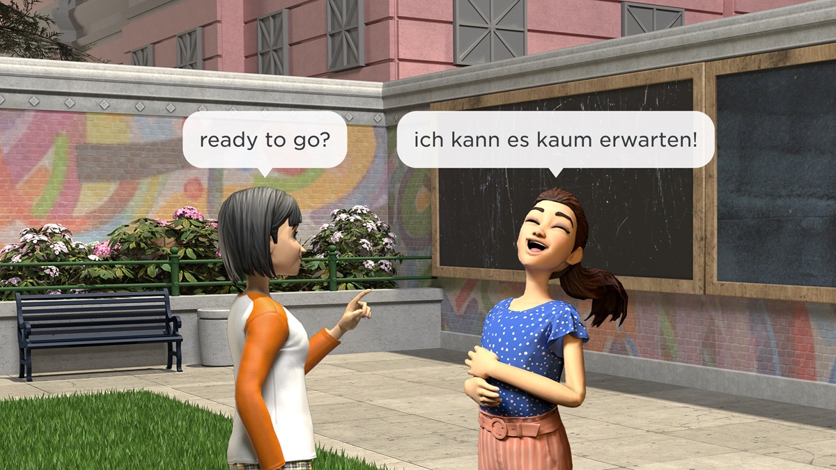 Roblox translates chat from English to German in real time.