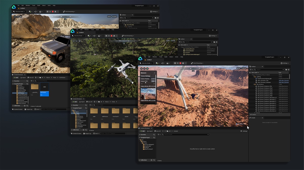 The Duality Falcon Editor is for digital twins and it is based on Unreal.