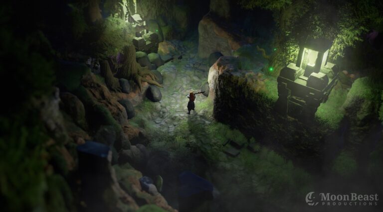 Forest night lanterns in Moon Beast's ARPG.