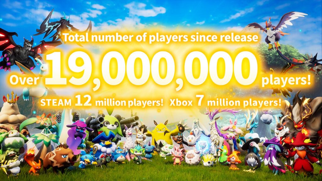 Palworld reaches 19M players in 13 days across Steam and Xbox