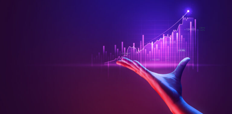 Business person holding investment finance chart stock market business and exchange financial growth graph virtual technology economy digital analysis on success background with marketing data diagram.