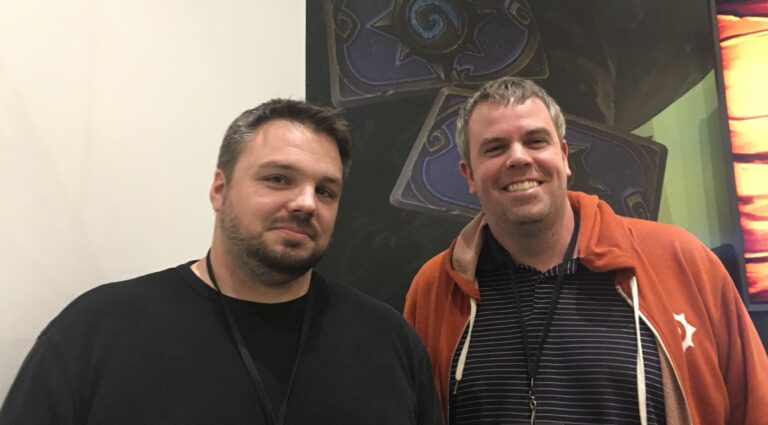Hearthstone game director Ben Lee (left) and production director Nathan Lyons break down monetization and economics of Blizzard's card game.
