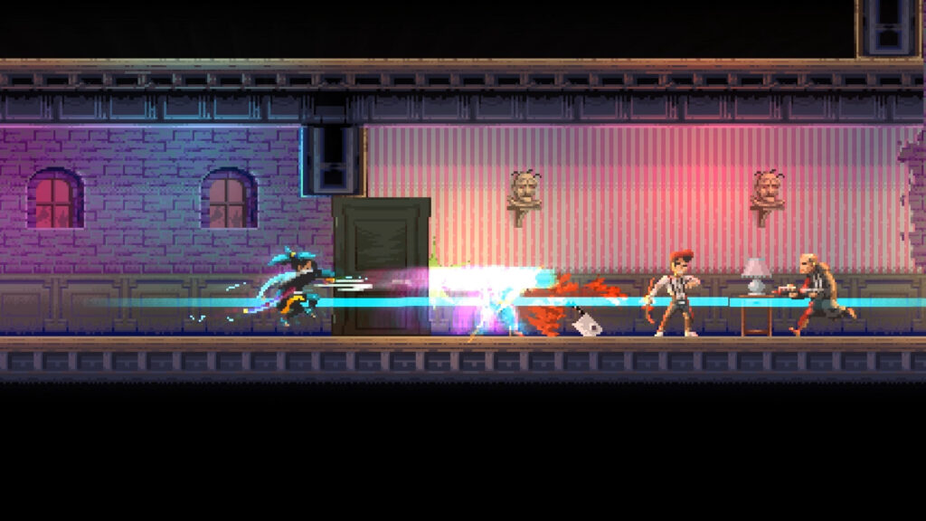 Slicing through bad guys in Katana Zero.