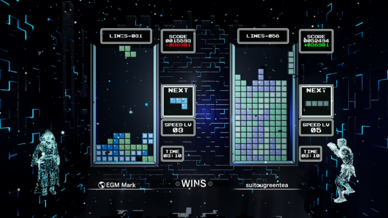 Classic Score Attack multiplayer in Tetris Effect: Connected.