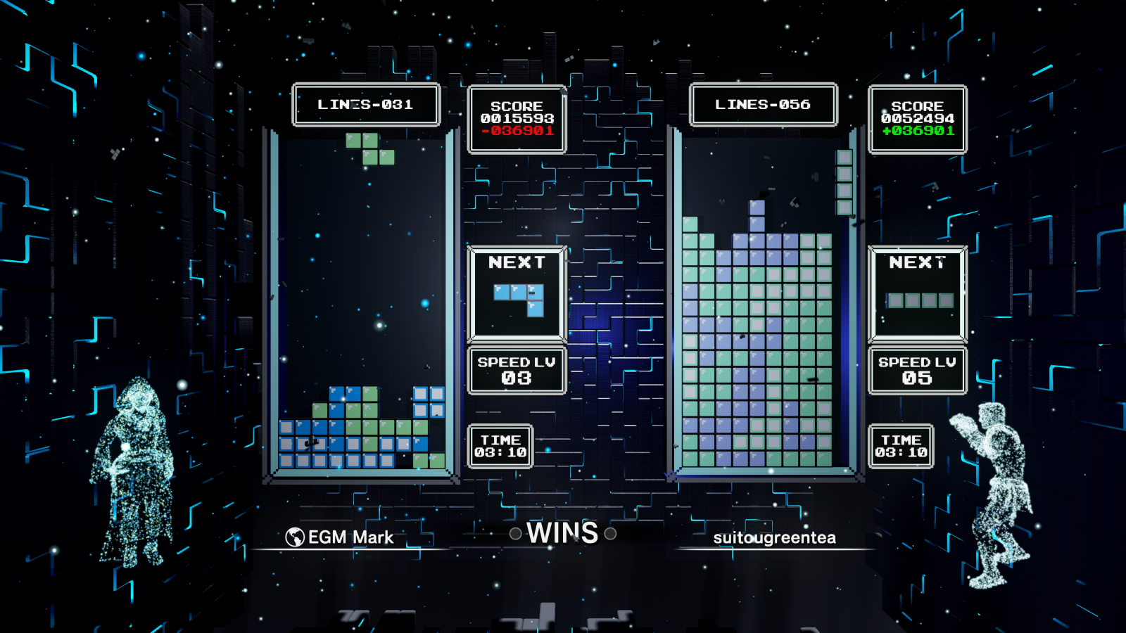 Classic Score Attack multiplayer in Tetris Effect: Connected.