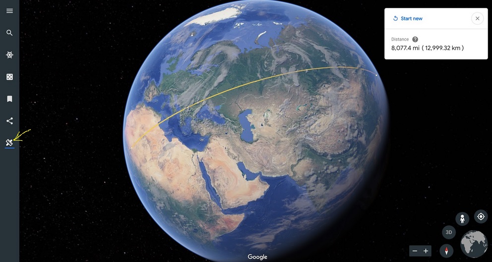 Google Earth: A new 'measure distnace'