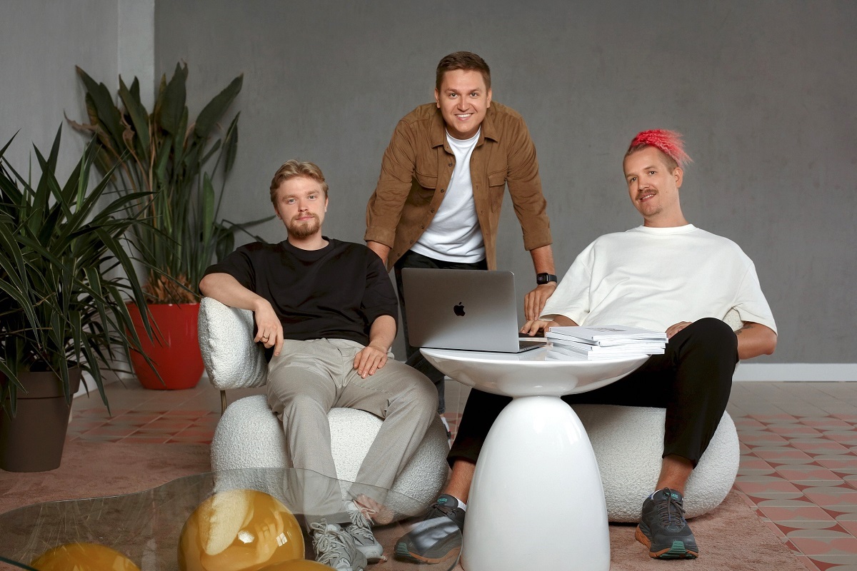 Mikita Khazau (left) with two of his cofounders at Hexacore: Aleksandr Krivolap (center)and Dzianis Krupski.