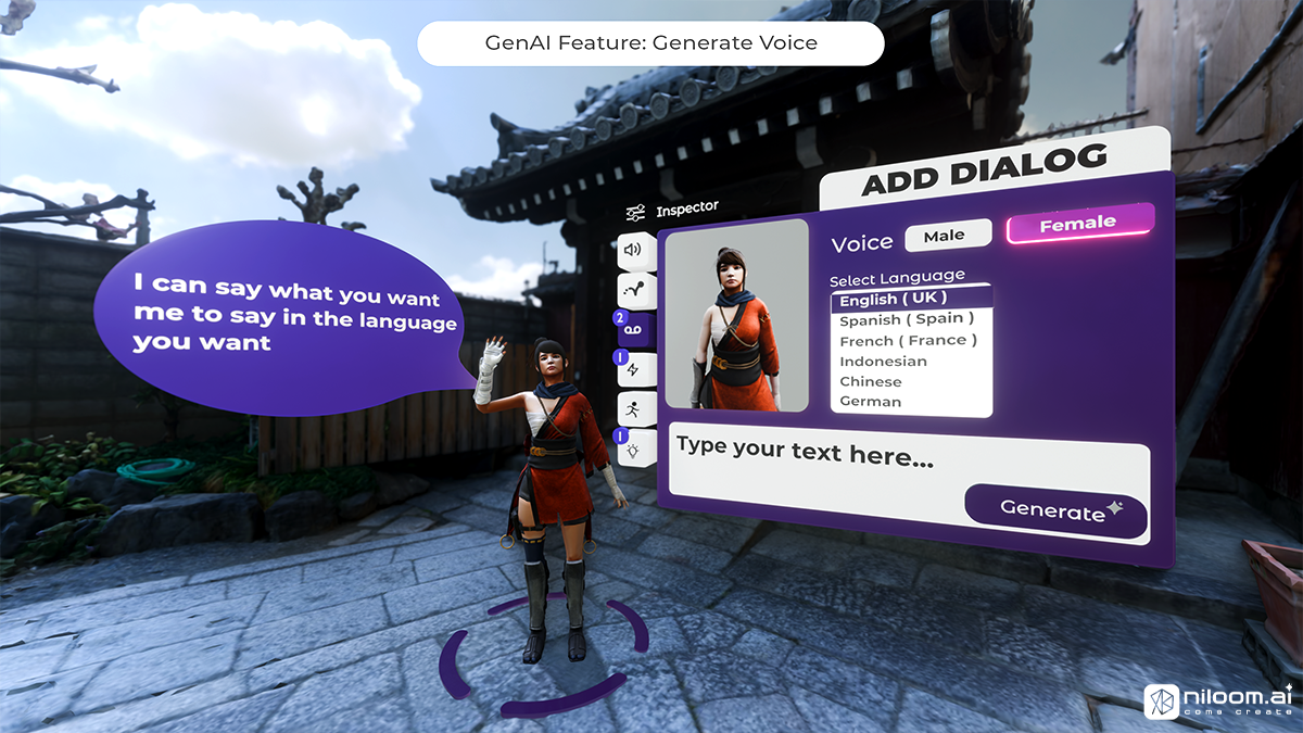 Niloom.ai uses GenAI for prompt to generative voice.