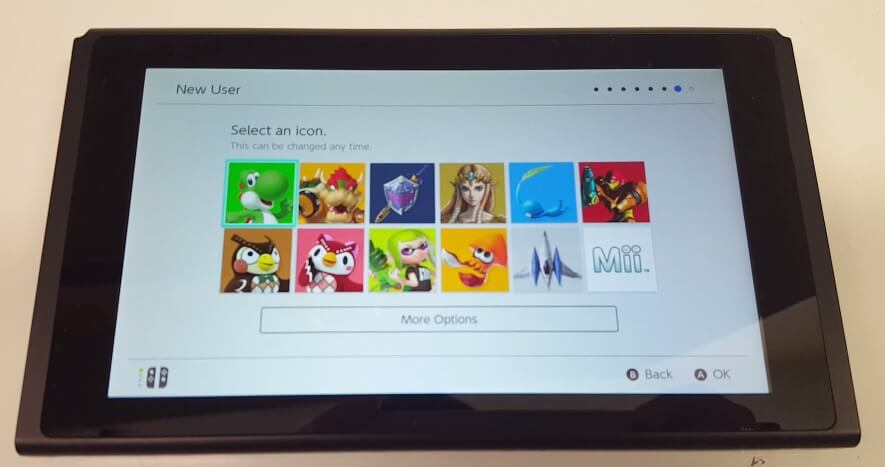 The new user screen.
