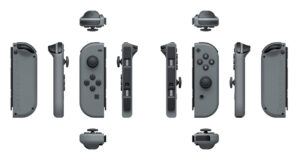 The Joy-Con come in neon red, neon blue, or grey (pictured).