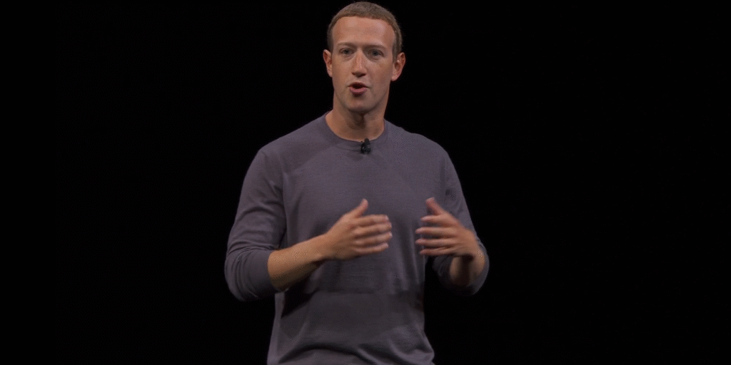Facebook CEO Mark Zuckerberg speaks at Oculus Connect 6 in 2019.
