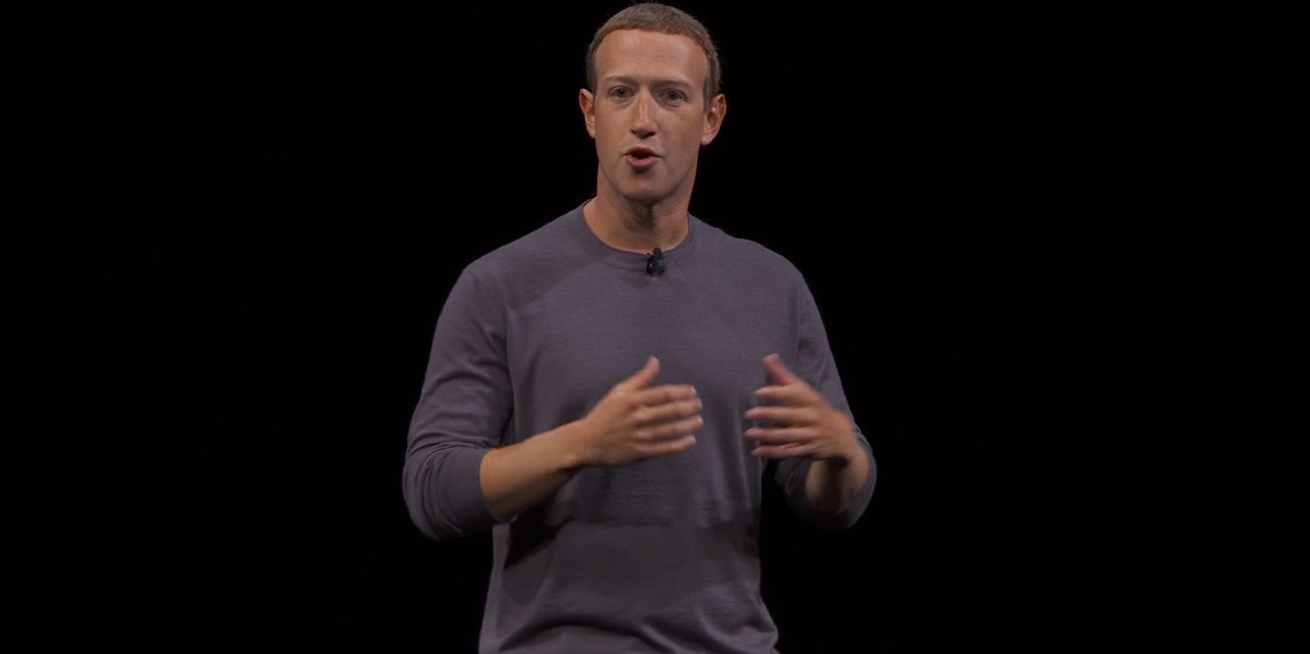Facebook CEO Mark Zuckerberg speaks at Oculus Connect 6 in 2019.