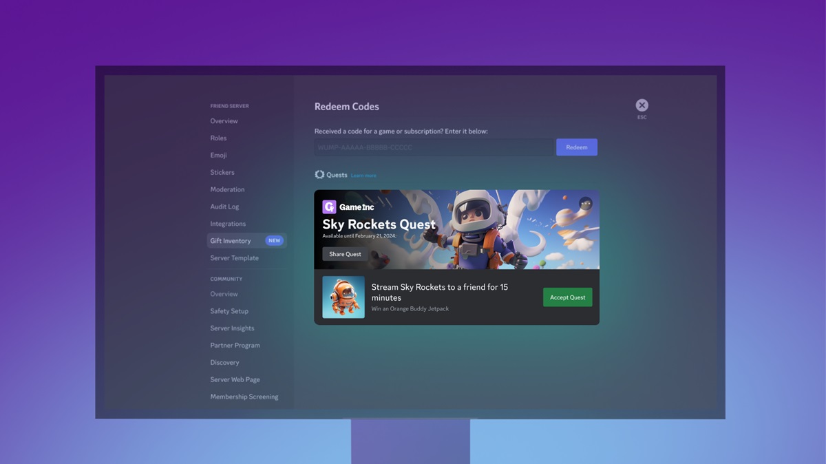 Discord's Quests help gamers earn rewards.