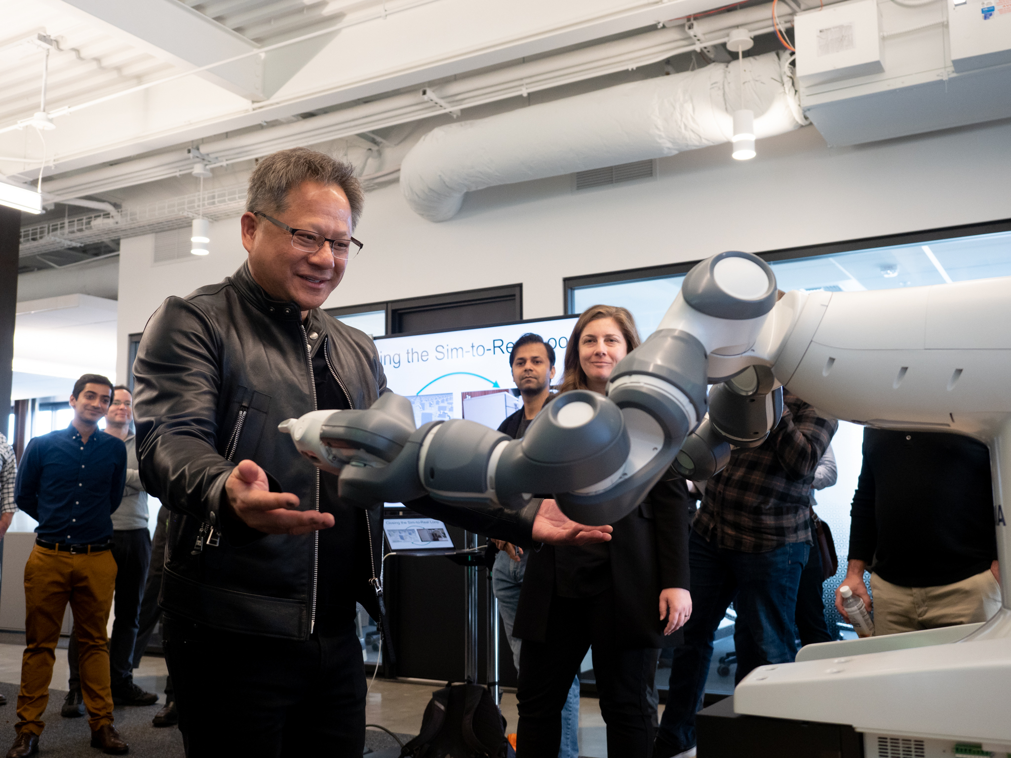 Nvidia CEO Jensen Huang at the new robotics research lab in Seattle, Washington