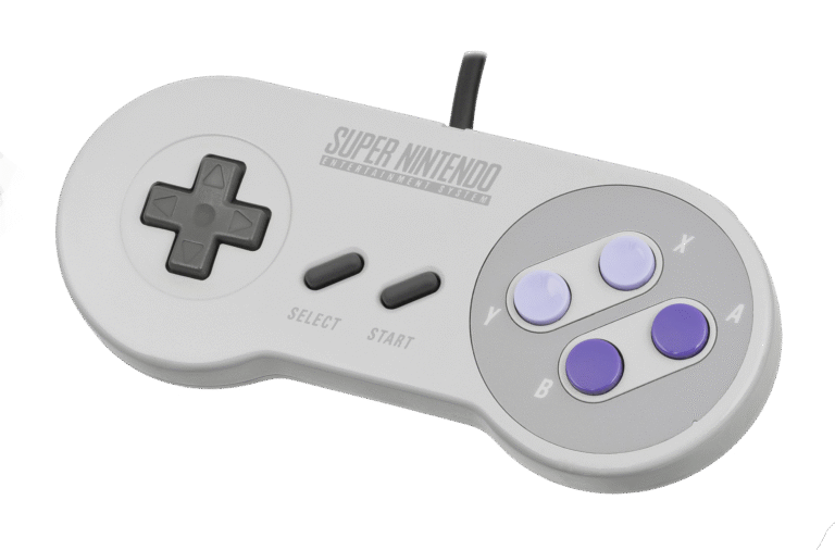An original Super Nintendo controller.