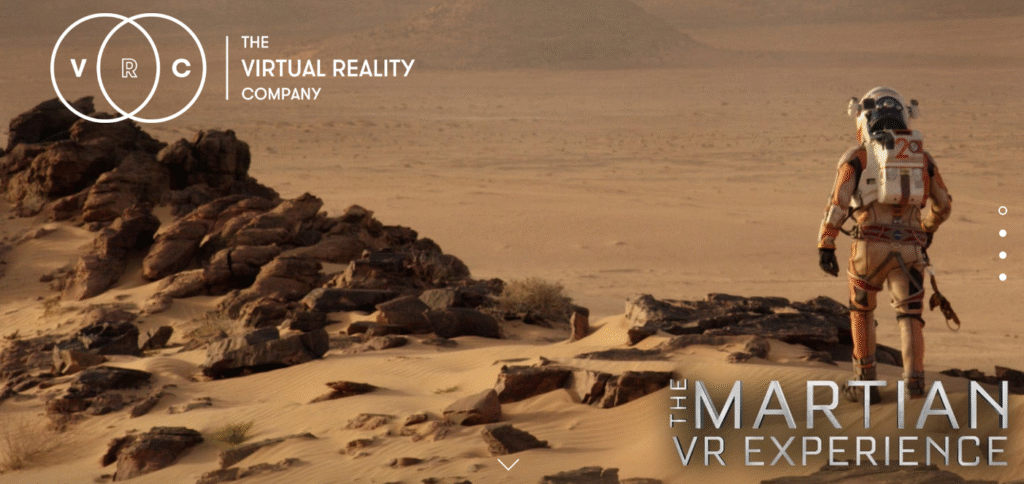 This image shows a screenshot from Virtual Reality Company website