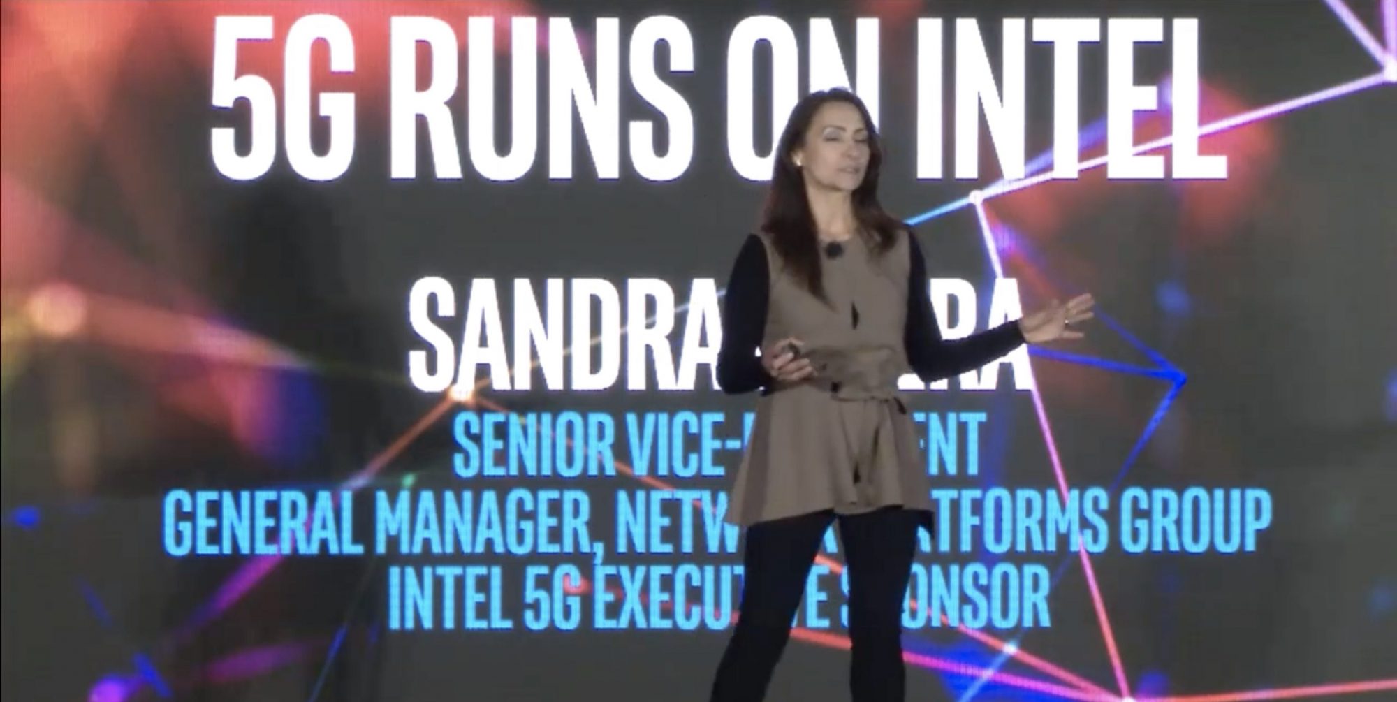 Intel SVP Sandra Rivera speaks at the Intel 5G Summit in Los Angeles, CA.