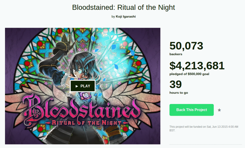 With $4.2M raised, Bloodstained: Ritual of the Night is Kickstarter’s most funded video game
