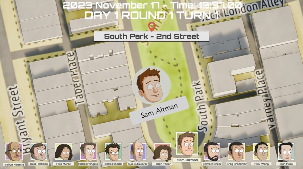 Can Sam Altman win the  OpenAI board fight in an AI agent simulation?