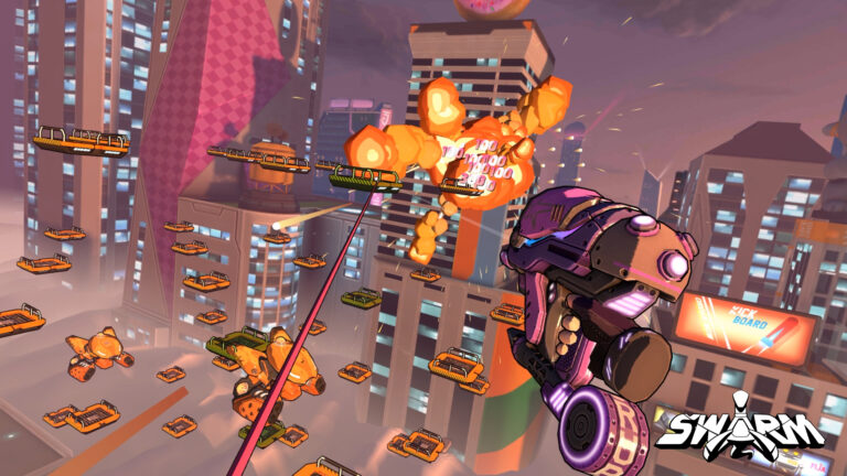 Swarm has you blasting baddies with Spider-Man-esque swinging.