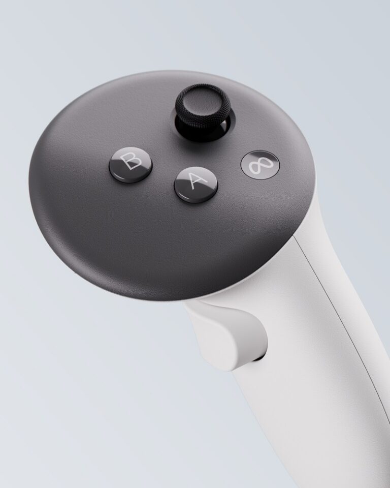 A close-up of the Touch Plus Controller for the Meta Quest 3.