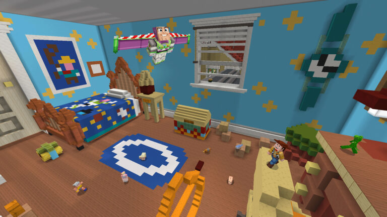 Toy Story was among the  top performing downloads on Minecraft Marketplace last month.