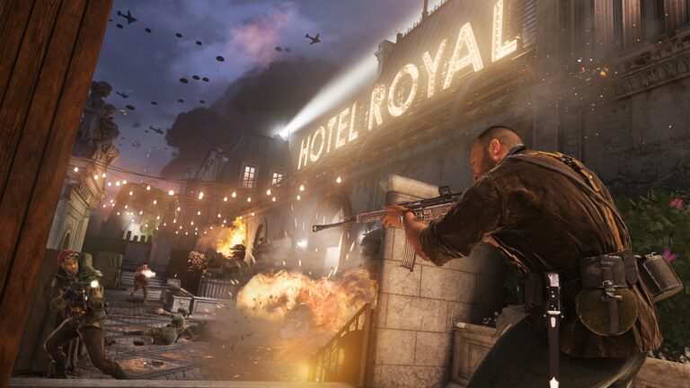 Fighting in the Hotel Royal in Call of Duty: Vanguard multiplayer.