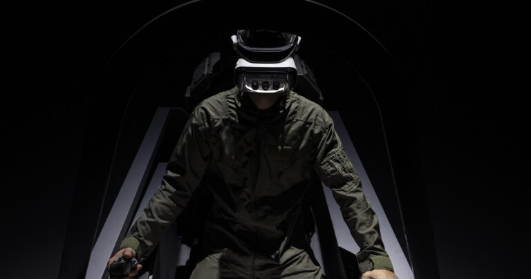 Varjo XR-4 is being used in a flight simulation.