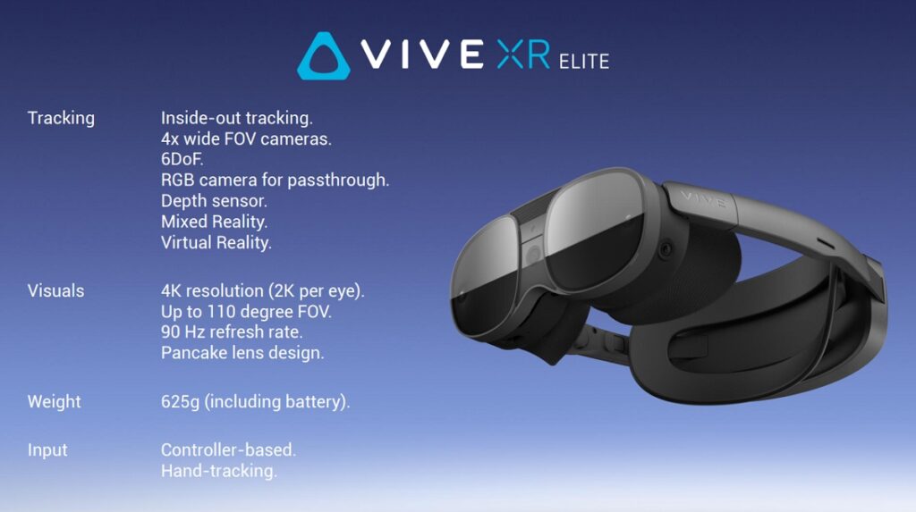 HTC Vive XR Elite has 2K resolution per eye.