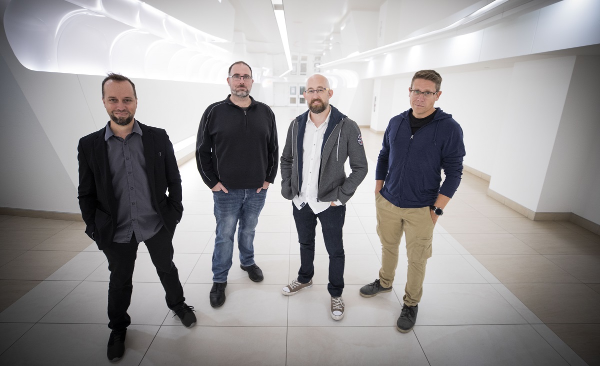Yellow Brick Games leaders (left to right): Frédéric St-Laurent B., Mike Laidlaw, Jeff Skalski and Thomas Giroux.