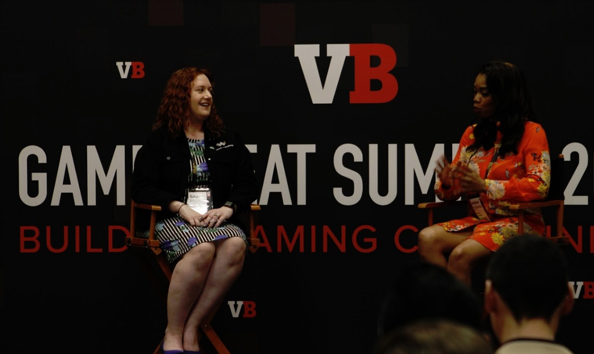 Gabi Michel (left), senior hardware program manager with Microsoft Devices, moderated by Keisha Howard, founder of Sugar Gamers.