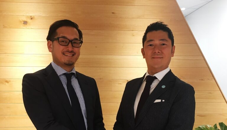 Naoki Sassa, country manager for Japan, at Adjust (right) and Akira Ichikawa, director of Cyber Z.