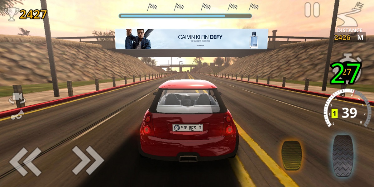 A Calvin Klein ad in a racing game.