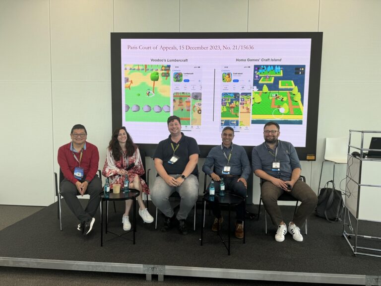 The AI and intellectual property panel at Devcom 2024.