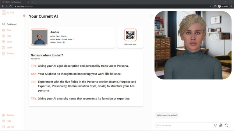AI.XYZ dashboard for managing your personal AI.