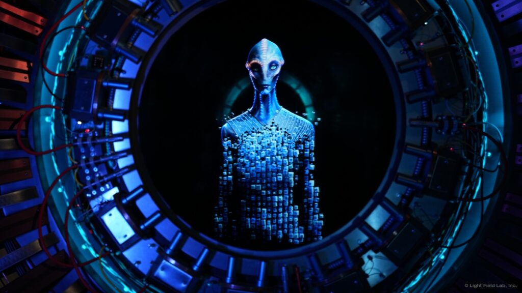 An alien demo of Light Field Lab's hologram technology.